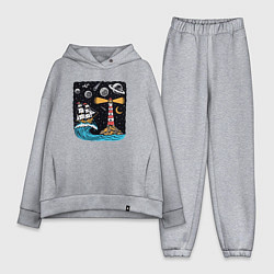 Женский костюм оверсайз Маяк и парусник