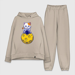 Женский костюм оверсайз Котик на луне