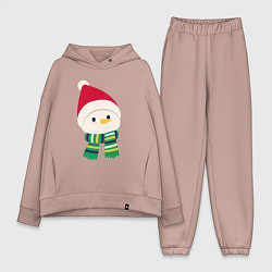 Женский костюм оверсайз Праздничный снеговик в красной шапочке