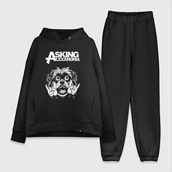 Женский костюм оверсайз Asking Alexandria rock dog, цвет: черный