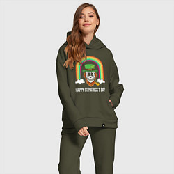 Женский костюм оверсайз Happy St Patricks day - skull, цвет: хаки — фото 2