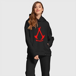 Женский костюм оверсайз Assassins creed - shadows logotype, цвет: черный — фото 2