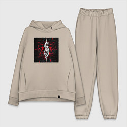 Женский костюм оверсайз Слипкнот пентаграмма, цвет: миндальный