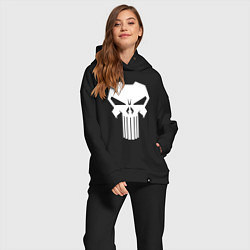 Женский костюм оверсайз The Punisher - Каратель, цвет: черный — фото 2