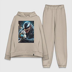 Женский костюм оверсайз Venom and funny kitten with backpack