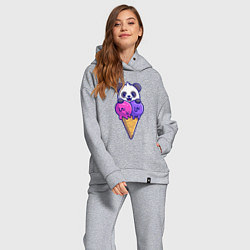 Женский костюм оверсайз Panda ice cream, цвет: меланж — фото 2