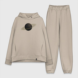 Женский костюм оверсайз Планета арт, коричневая с кольцом