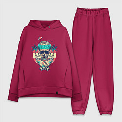 Женский костюм оверсайз Skull summer, цвет: маджента