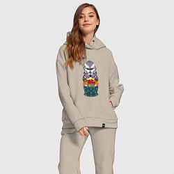 Женский костюм оверсайз Матрешка шлем штурмовика, цвет: миндальный — фото 2