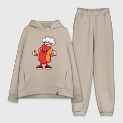 Женский костюм оверсайз Хот-дог повар, цвет: миндальный