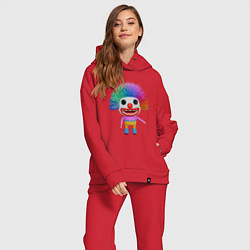 Женский костюм оверсайз Cartoon clown colorful, цвет: красный — фото 2