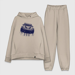 Женский костюм оверсайз Спорткар в синих тонах, цвет: миндальный