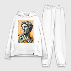 Женский костюм оверсайз Арт с античным портретом, цвет: белый