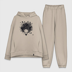 Женский костюм оверсайз Девчонка милашка, цвет: миндальный