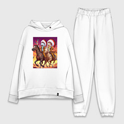 Женский костюм оверсайз Индейцы Рик и Морти скачут на лошадях, цвет: белый