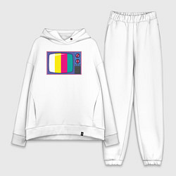 Женский костюм оверсайз Ретро телевизор, цвет: белый