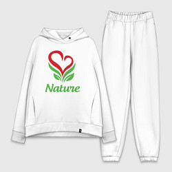 Женский костюм оверсайз Любовь природы, цвет: белый