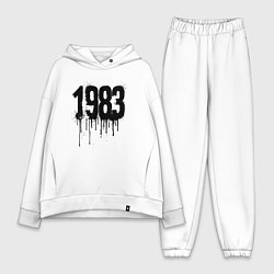 Женский костюм оверсайз 1983 год в стиле граффити, цвет: белый