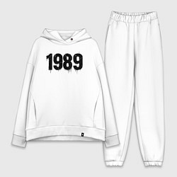 Женский костюм оверсайз 1989 год расшерканый, цвет: белый