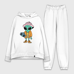 Женский костюм оверсайз Инопланетянин с магнитофоном, цвет: белый