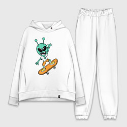 Женский костюм оверсайз Инопланетянин на скейтборде, цвет: белый