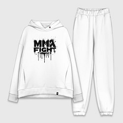 Женский костюм оверсайз MMA боец черной краской, цвет: белый