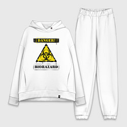 Женский костюм оверсайз Attention biohazard - danger, цвет: белый