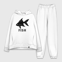 Женский костюм оверсайз Черная рыба, цвет: белый