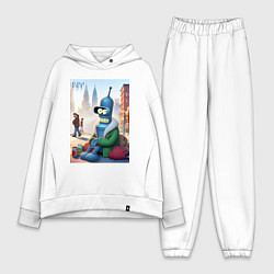 Женский костюм оверсайз Робот-сгибальщик Бендер Нью-Йоркский бомж, цвет: белый