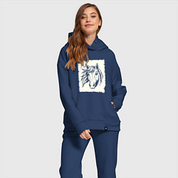 Женский костюм оверсайз Лошадь на ветру, цвет: тёмно-синий — фото 2