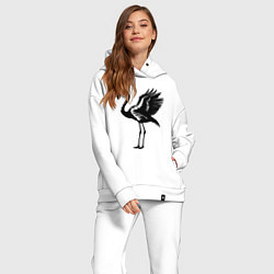 Женский костюм оверсайз Черный фламинго с крыльями, цвет: белый — фото 2