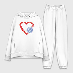 Женский костюм оверсайз Сердце волейбола, цвет: белый