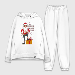 Женский костюм оверсайз С Новым годом, детка, цвет: белый