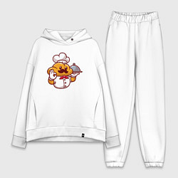 Женский костюм оверсайз Повар батон, цвет: белый