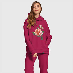 Женский костюм оверсайз Розовые розы, цвет: маджента — фото 2