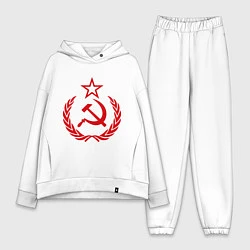 Женский костюм оверсайз СССР герб, цвет: белый
