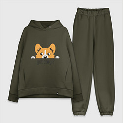 Женский костюм оверсайз Got Corgi, цвет: хаки