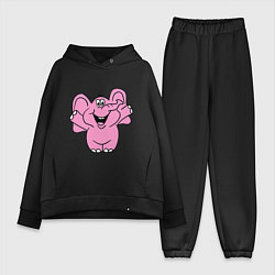 Женский костюм оверсайз Розовый слон, цвет: черный