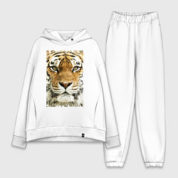 Женский костюм оверсайз Tiger Face: retro style, цвет: белый