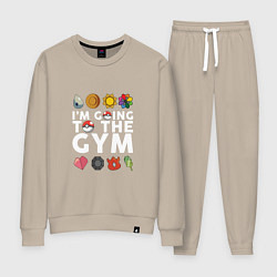 Костюм хлопковый женский Pokemon Im going to the gym (white), цвет: миндальный