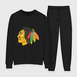 Костюм хлопковый женский Chicago Blackhawks, цвет: черный