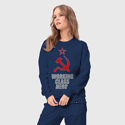 Костюм хлопковый женский Working class hero, цвет: тёмно-синий — фото 2