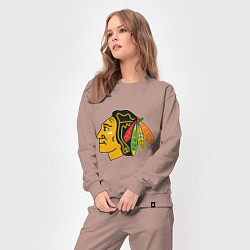Костюм хлопковый женский Chicago Blackhawks: Kane, цвет: пыльно-розовый — фото 2