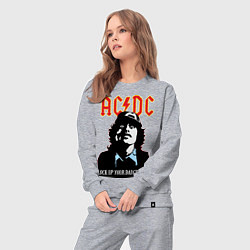 Костюм хлопковый женский AC/DC: Lock up your daughters, цвет: меланж — фото 2