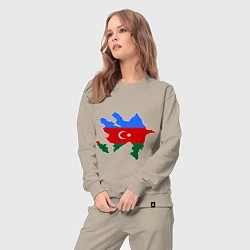 Костюм хлопковый женский Azerbaijan map, цвет: миндальный — фото 2
