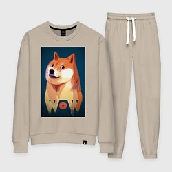 Костюм хлопковый женский Wow Doge, цвет: миндальный