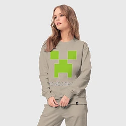 Костюм хлопковый женский Minecraft logo grey, цвет: миндальный — фото 2
