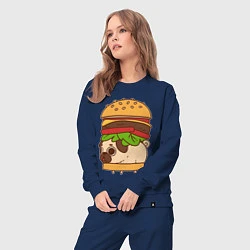 Костюм хлопковый женский Мопс-бургер, цвет: тёмно-синий — фото 2