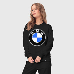Костюм хлопковый женский Logo BMW, цвет: черный — фото 2