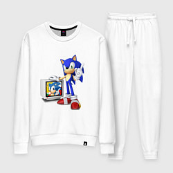 Костюм хлопковый женский Sonic TV, цвет: белый